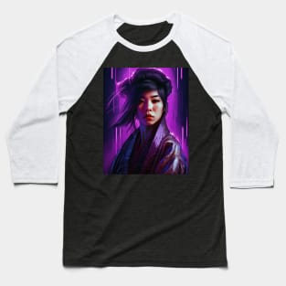 Asian Woman Wearing Purple Kimono Baseball T-Shirt